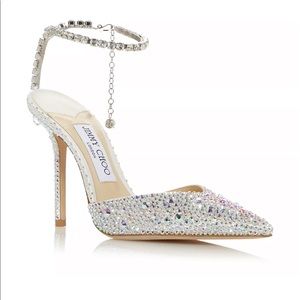 Never worn Jimmy Choo, women's Saeda 100 Embellished Pointed Toe Pumps